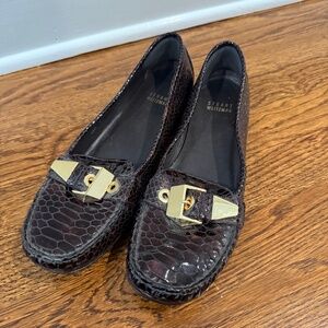 Stuart weitzman patent leather croc loafers
